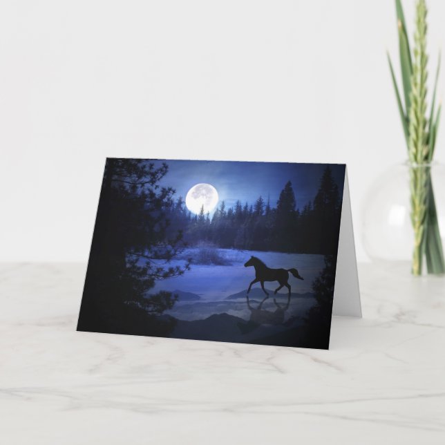 Horse Christmas Card Dashing Through the Snow (Front)