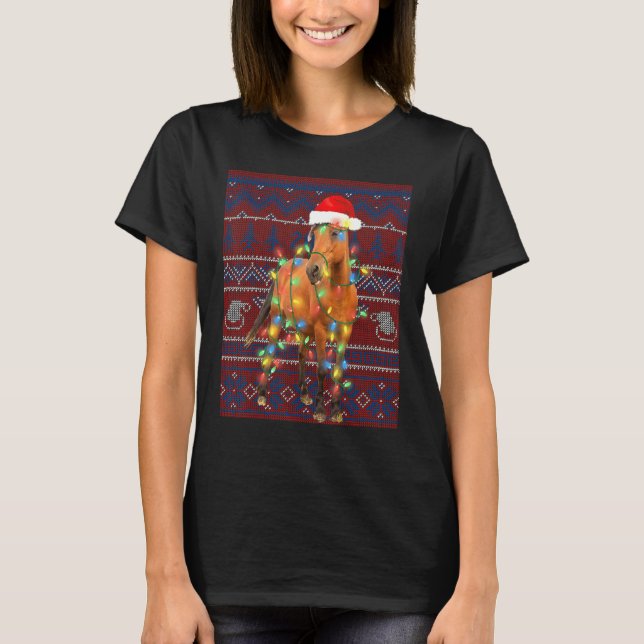 Horse Christmas Lights Ugly Sweater Goat (Front)