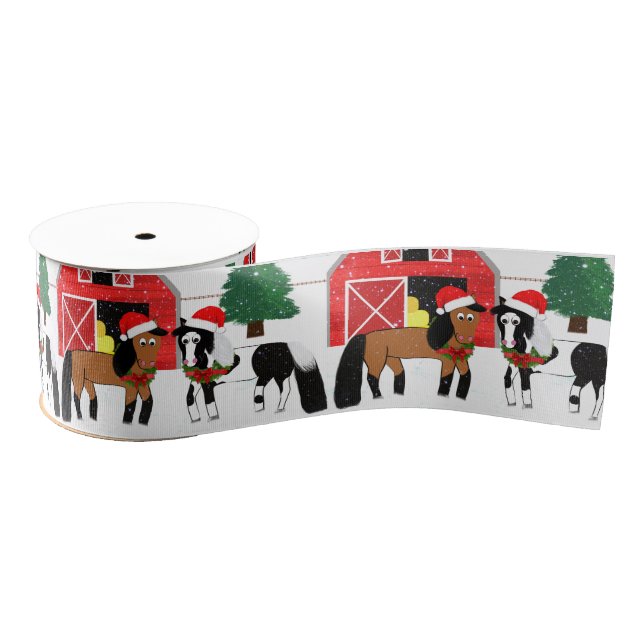 Horse Christmas Ribbon Grosgrain Ribbon (Spool)