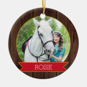 Horse Christmas rustic chic Custom Photo + Text Ceramic Ornament
