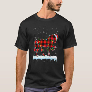 Horse Christmas Santa Hat Cute Animals Xmas Lights T-Shirt