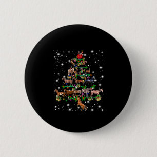 Horse Christmas Tree Covered By Flashlight 2 Inch Round Button