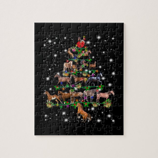 Horse Christmas Tree Covered By Flashlight Jigsaw Puzzle (Vertical)