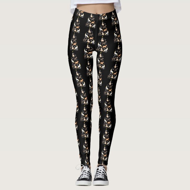 Horse Christmas Tree Cute Equestrian Gift Leggings (Front)