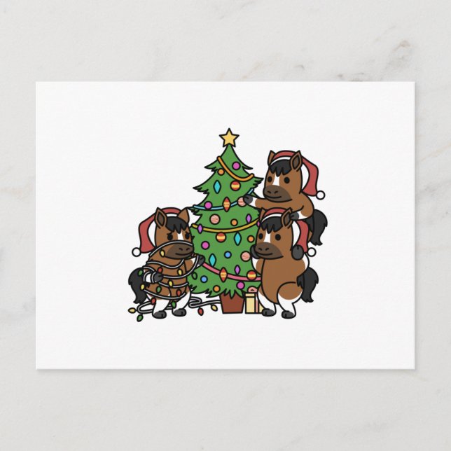 Horse Christmas Tree Postcard (Front)