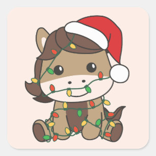 Horse Christmas Winter Animals Holiday Horses Square Sticker