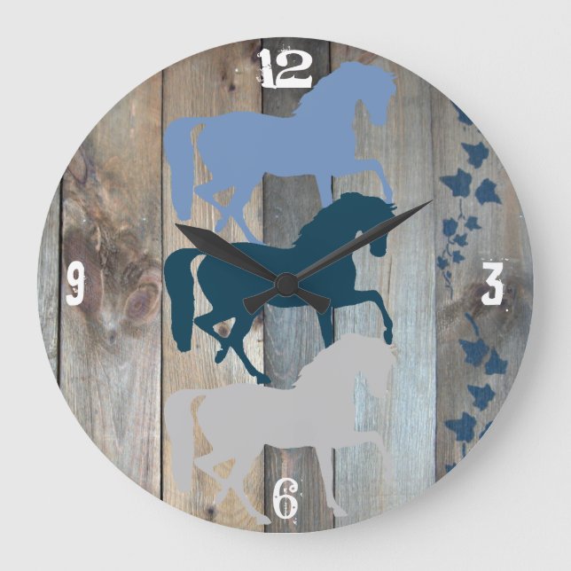Horse Clock Wood Background (Front)