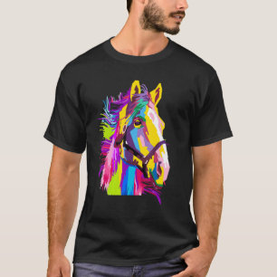 Horse Colourful Head Pop Style T-Shirt