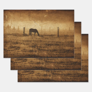 Horse Country Rustic Vintage Texture Decoupage Wrapping Paper Sheet