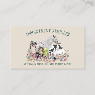 Horse Cow Sheep Dog Cat Veterinary Appointment Business Card