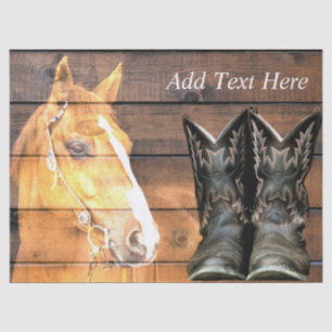 Horse Cowboy Boots Rustic Barn Board Tissue Paper