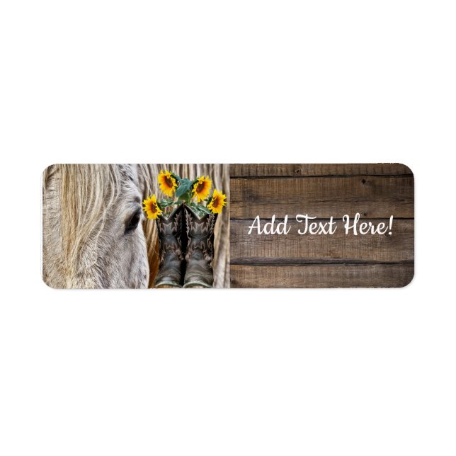 Horse Cowboy Boots Sunflowers Barn Board (Front)