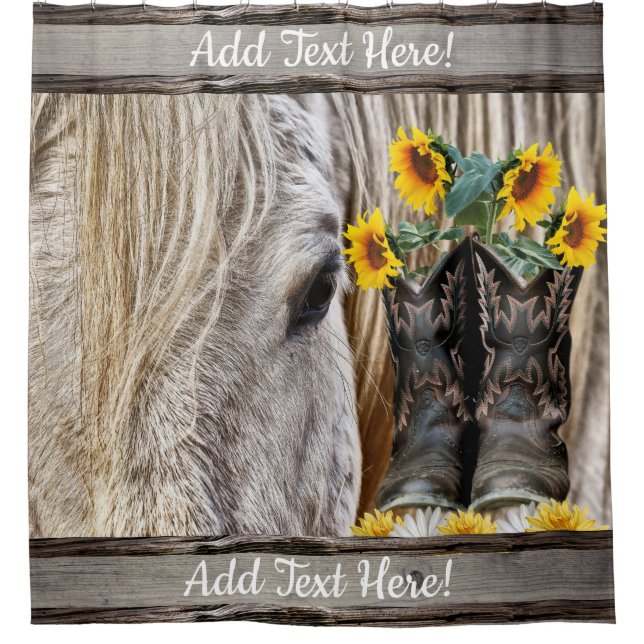 Horse Cowboy Boots Sunflowers Daisies (Front)