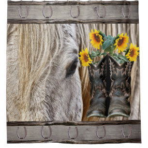 Horse Cowboy Boots Sunflowers Horseshoes