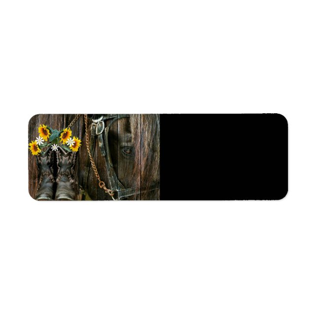 Horse Cowboy Boots Sunflowers Rustic Barn Board (Front)