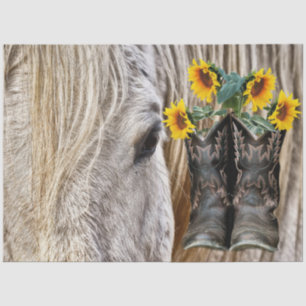 Horse Cowboy Boots Sunflowers Tissue Paper