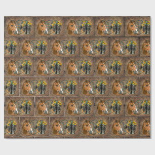 Horse Cowboy Boots Wagon Wheel Rustic Barn Wood Wrapping Paper