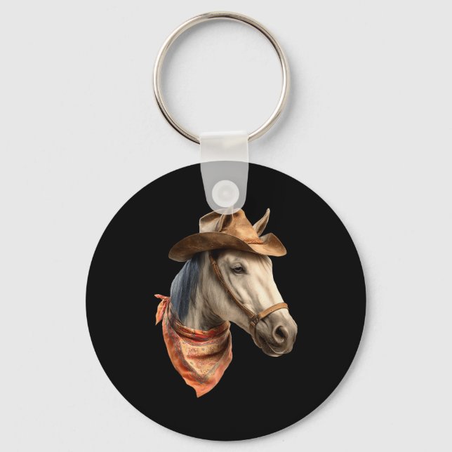 Horse Cowboy Equestrian Riding Funny Graphic  Keychain (Front)