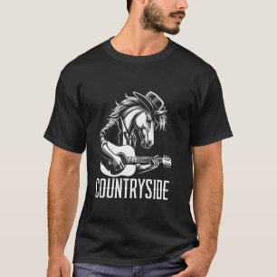 Horse Cowboy Guitarist - Funny Graphic Countryside T-Shirt