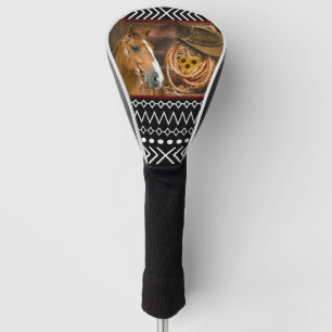 Horse Cowboy Hat Lasso Western Pattern  Golf Head Cover