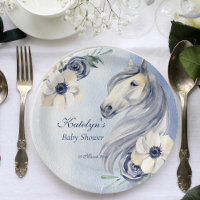 Horse cowgirl baby shower floral personalized