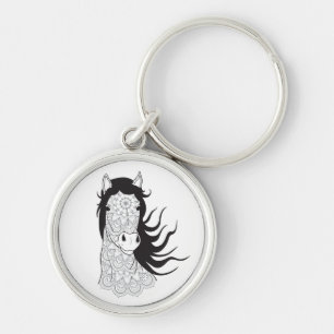 Horse Cowgirl Princess Country Western Mandala Keychain