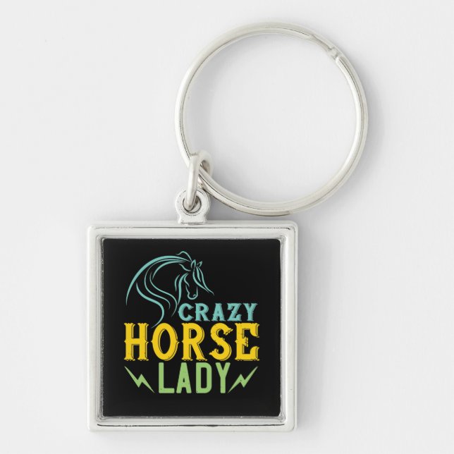 Horse - Crazy Horse Lady Keychain (Front)