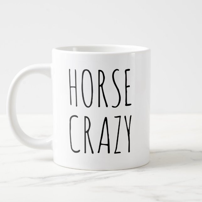 "Horse Crazy" Simple Modern Farmhouse Large Coffee Mug (Left)