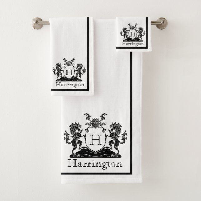 Horse Crest Bathroom Bath Towel Set (Insitu)