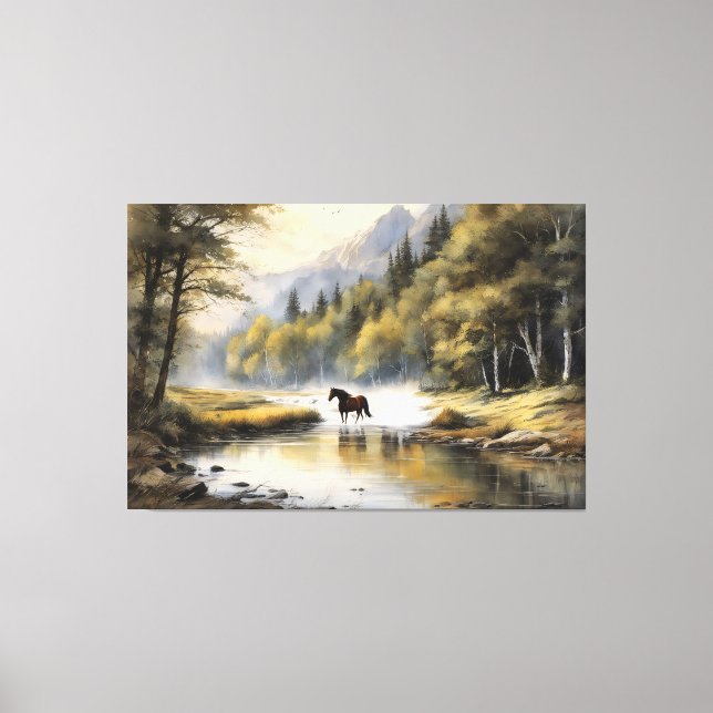 Horse Crossing the River Canvas Print (Front)
