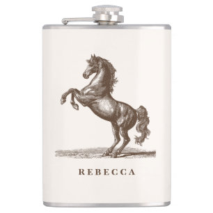 Horse Custom Name Equestrian Style Elegant Hip Flask
