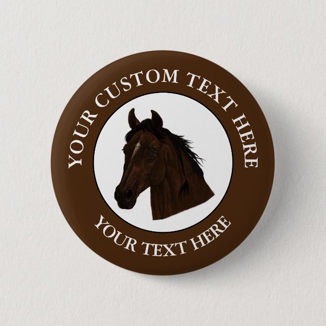 Horse Custom Text Classic Icon Logo  2 Inch Round Button (Front)