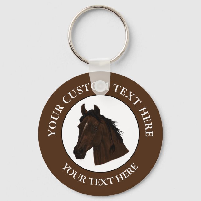 Horse Custom Text Classic Icon Logo  Keychain (Front)