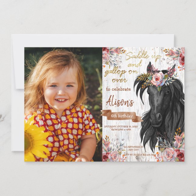 Horse cute pink Birthday Party  Invitation (Front)