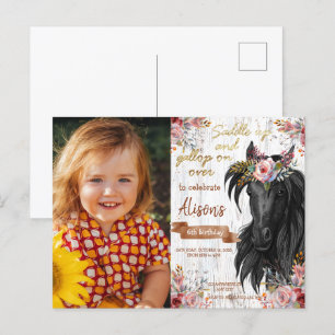 Horse cute pink Birthday Party  Postcard