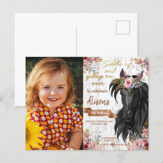 Horse cute pink Birthday Party Postcard