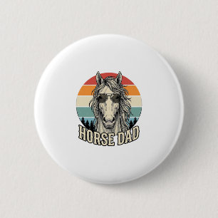 Horse Dad Vintage Sunset Engraving Vector Design_1 2 Inch Round Button