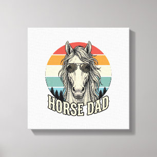 Horse Dad Vintage Sunset Engraving Vector Design_1 Canvas Print