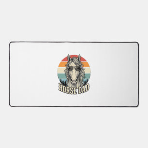Horse Dad Vintage Sunset Engraving Vector Design_1 Desk Mat