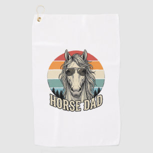 Horse Dad Vintage Sunset Engraving Vector Design_1 Golf Towel