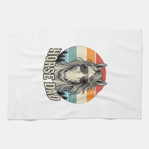 Horse Dad Vintage Sunset Engraving Vector Design_1 Kitchen Towel
