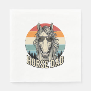 Horse Dad Vintage Sunset Engraving Vector Design_1 Napkin