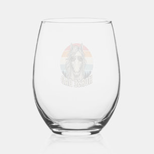 Horse Dad Vintage Sunset Engraving Vector Design_1 Stemless Wine Glass
