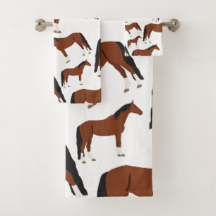 Horse Design Bath Towel Set