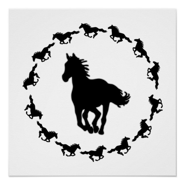 Horse Design Silhouette Poster (Front)