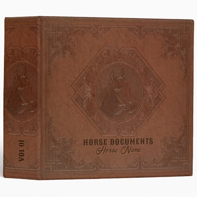 Horse Documents Brown Horse Head Leather Binder (Front/Spine)