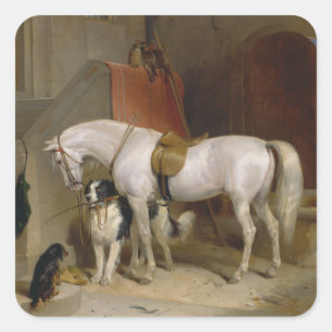 Horse dog Favourites painting art Landseer Propert Square Sticker