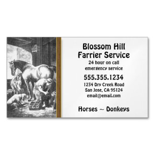 Horse Donkey Farrier Magnetic Business Card