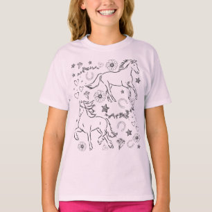 Horse Doodle Colour Me In T-Shirt
