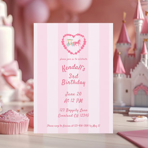 Horse Drawn Carriage Princess Third Birthday Invitation